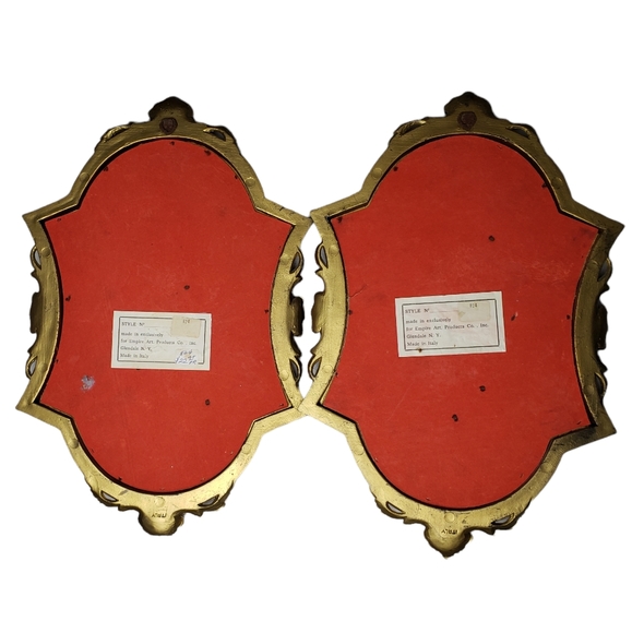 2 PANNEAU VINTAGE ITALY Golden Velveteen In Wooden Frame One Flaw - Picture 7 of 9